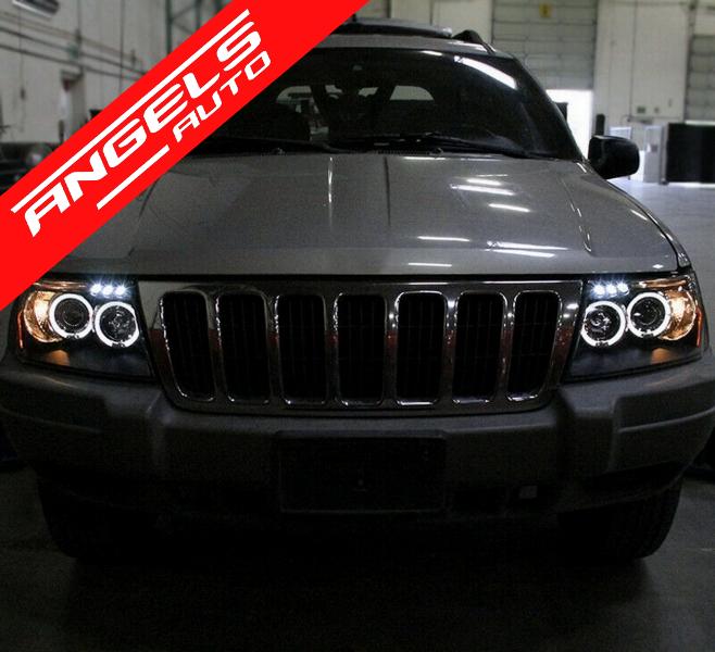 Faruri compatibile cu Jeep Grand Cherokee (1999-2004) Angel Eyes Negru - imagine 7