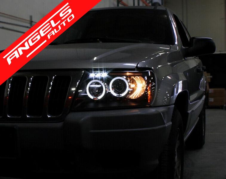 Faruri compatibile cu Jeep Grand Cherokee (1999-2004) Angel Eyes Negru - imagine 8
