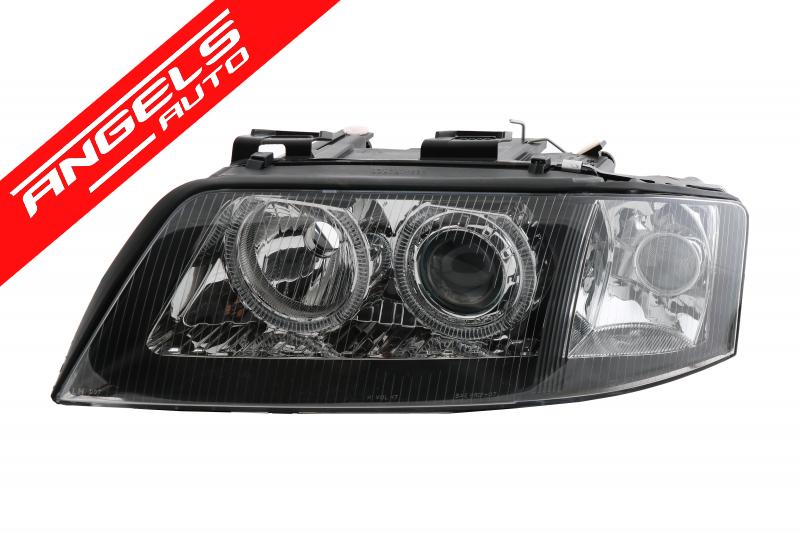 Faruri Xenon compatibile cu Audi A6 4B 99-01 pozitie Angel Eyes negru - imagine 3