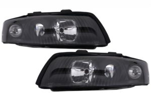 Faruri compatibile cu Audi A4 B6 (2000-2004) Negru cu Lupe DEPO