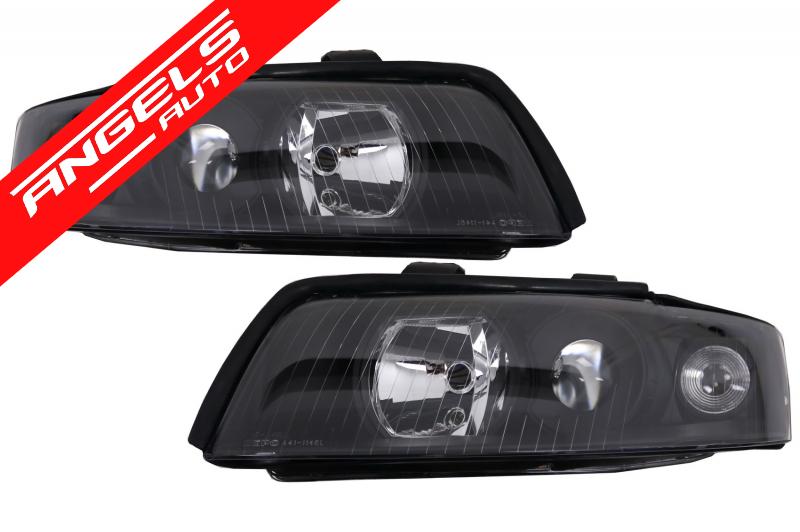 Faruri compatibile cu Audi A4 B6 (2000-2004) Negru cu Lupe DEPO