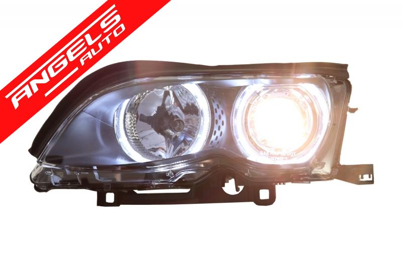 Faruri compatibile cu BMW Seria 3 E46 Facelift (2001-2005) Angel Eyes Negru - imagine 4