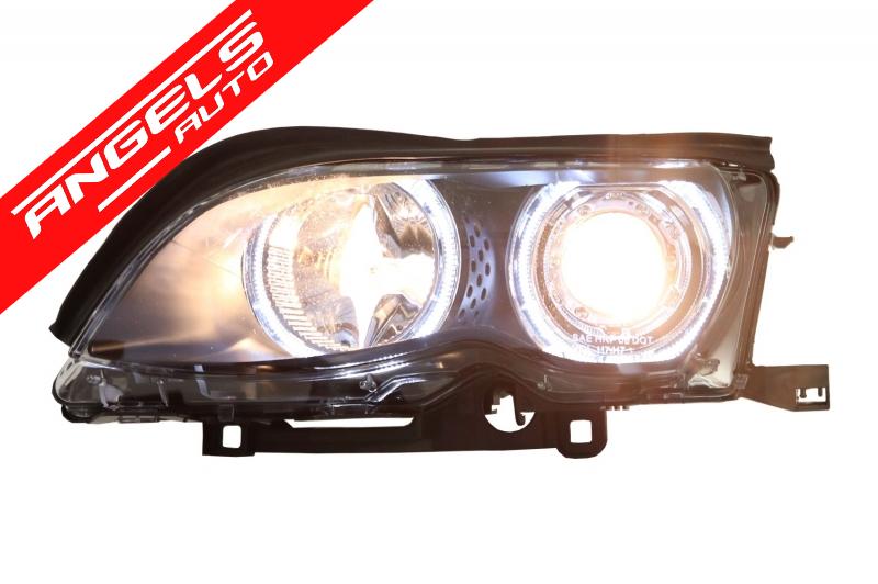 Faruri compatibile cu BMW Seria 3 E46 Facelift (2001-2005) Angel Eyes Negru - imagine 6