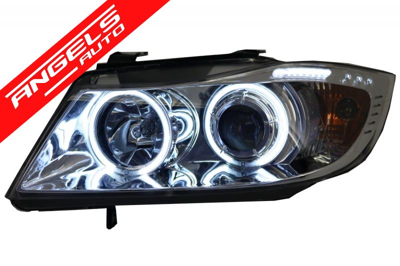 Faruri compatibile cu BMW Seria 3 E90 E91 (2005-2008) Pozitie Angel Eyes CCFL - imagine 4