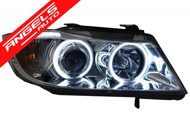 Faruri compatibile cu BMW Seria 3 E90 E91 (2005-2008) Pozitie Angel Eyes CCFL - imagine 3