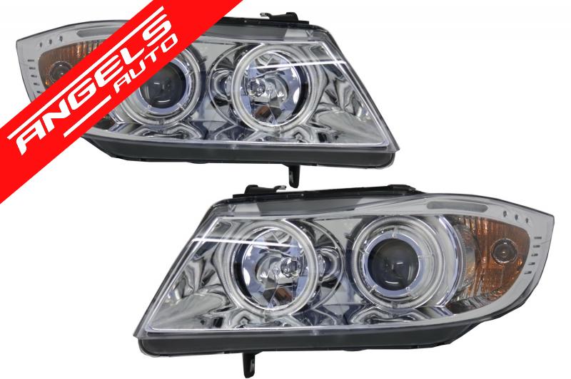 Faruri compatibile cu BMW Seria 3 E90 E91 (2005-2008) Pozitie Angel Eyes CCFL - imagine 2