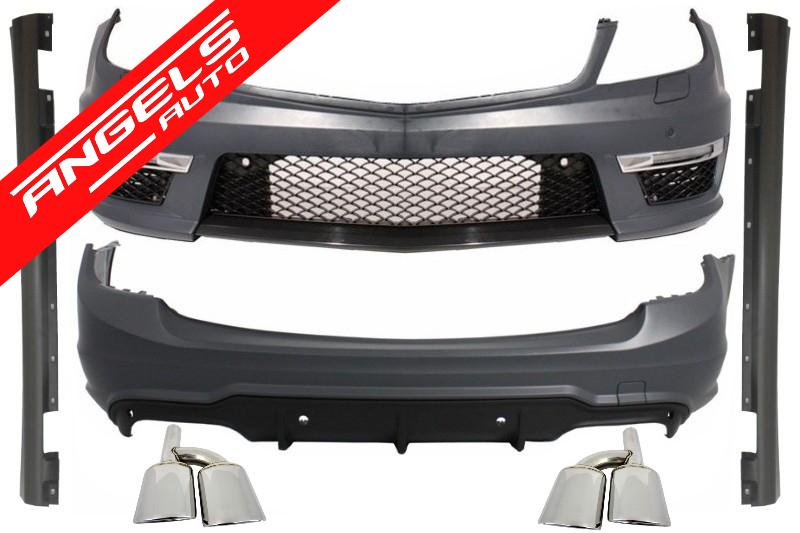 Pachet AMG compatibil cu Mercedes C-class W204 Facelift Kit C63 Design cu Grila - imagine 8