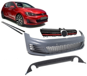 Pachet GTI compatibil cu VW compatibil cu Golf 7 2013-2016 Kit GTI Look cu Grila Centrala