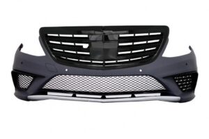 Bara Fata cu Grila Centrala compatibila cu Mercedes S-Class W222 (2013-06.2017) S63 Design Negru Lucios