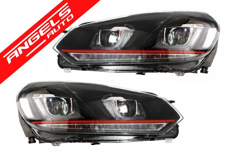 Bara Fata cu Faruri LED U Design Semnal Dinamic compatibile cu VW Golf VI 6 (2008-2013) GTI Look - imagine 6