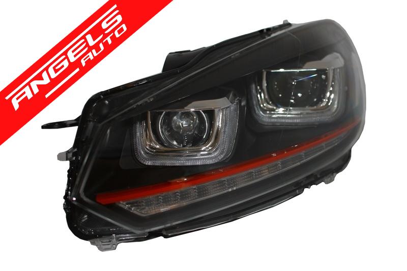 Bara Fata cu Faruri LED U Design Semnal Dinamic compatibile cu VW Golf VI 6 (2008-2013) GTI Look - imagine 8