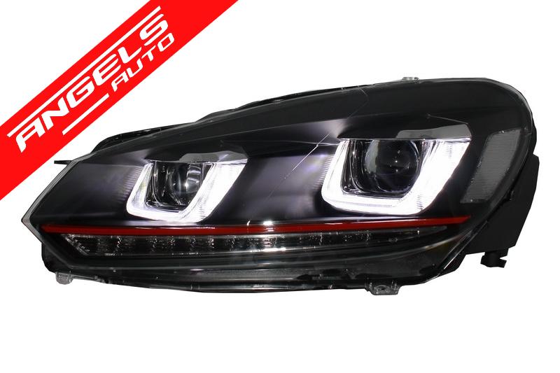 Bara Fata cu Faruri LED U Design Semnal Dinamic compatibile cu VW Golf VI 6 (2008-2013) GTI Look - imagine 9