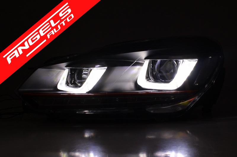 Bara Fata cu Faruri LED U Design Semnal Dinamic compatibile cu VW Golf VI 6 (2008-2013) GTI Look - imagine 12