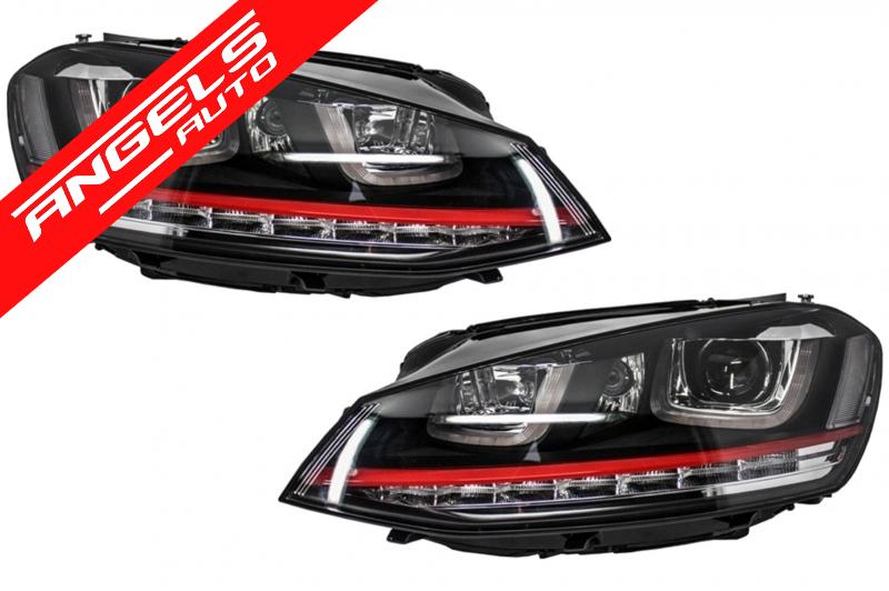 Bara Fata compatibila cu VW compatibila cu Golf 7 2013-up cu Faruri 3D DRL R20 GTI Design - imagine 5