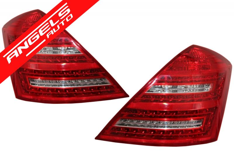 Stopuri LED compatibile cu Mercedes S-class W221 (2005-2009) Facelift Rosu Cristal - imagine 2