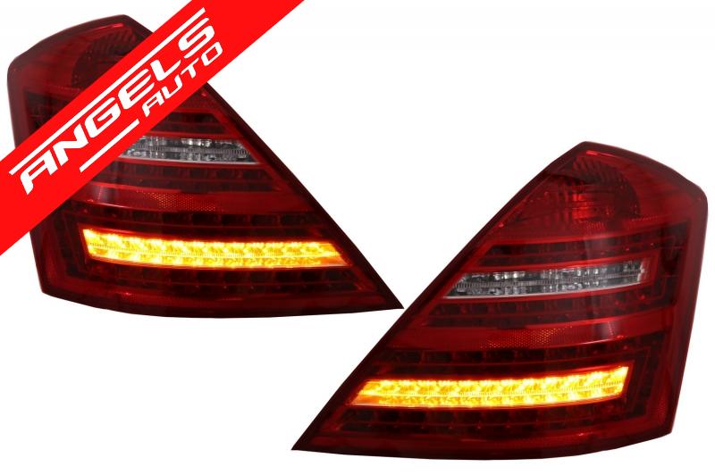 Stopuri LED compatibile cu Mercedes S-class W221 (2005-2009) Facelift Rosu Cristal - imagine 6