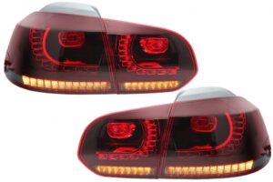 Stopuri Full LED compatibile cu VW Golf 6 (2008-2013) R20 Rosu Fumuriu Semnal Dinamic