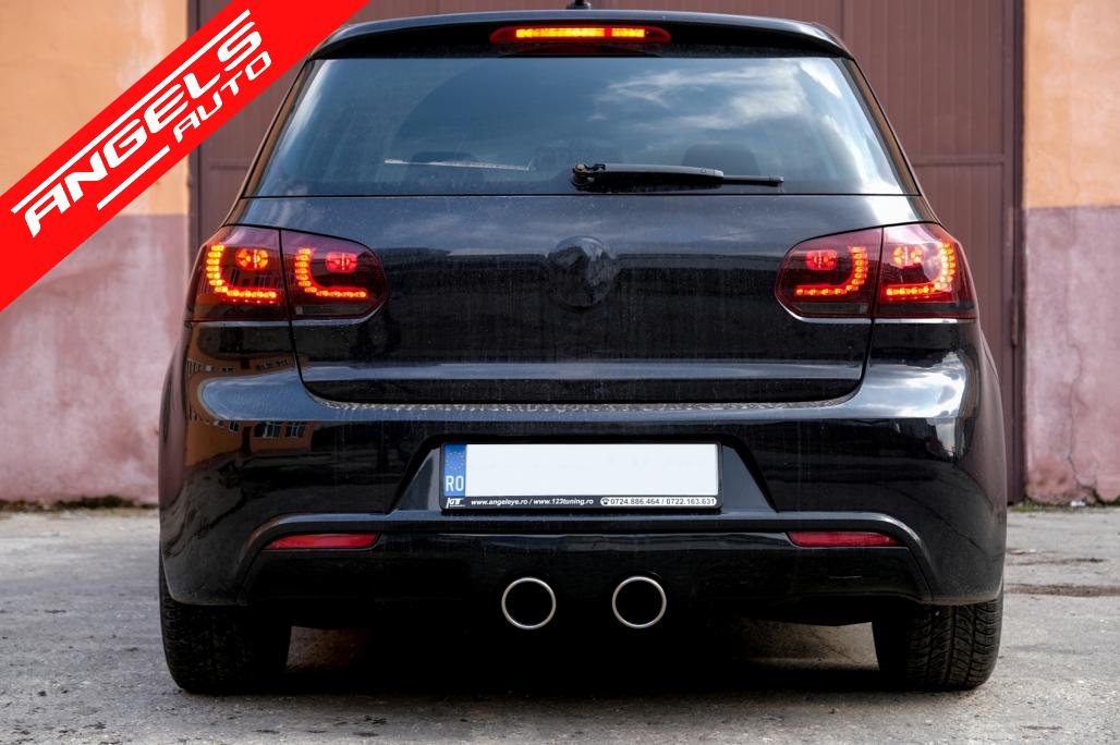Stopuri Full LED compatibile cu VW Golf 6 (2008-2013) R20 Rosu Fumuriu Semnal Dinamic - imagine 7