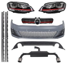 Pachet GTI compatibil cu VW compatibil cu  Golf 7 2013-2016 Kit GTI cu Faruri si Evacuare