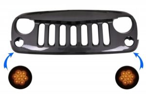Grila cu Semnalizari LED compatibila cu Jeep Wrangler (2007-up) Angry Bird Carbon