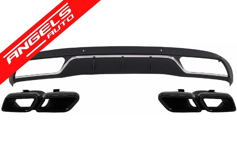 Difuzor Bara Spate compatibil cu Mercedes C-Class W205 S205 2014-2018 C63 AMG Negru