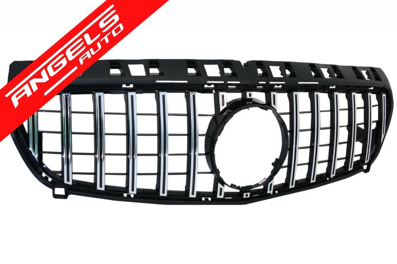 Grila compatibila cu Mercedes A-Class W176 (2012-2015) A45 GT-R Design Negru Crom - imagine 2