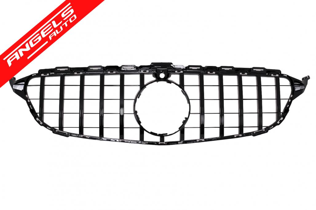 Grila compatibila cu Mercedes C-Class W205 (2014-2018) GT-R Design Negru cu Camera
