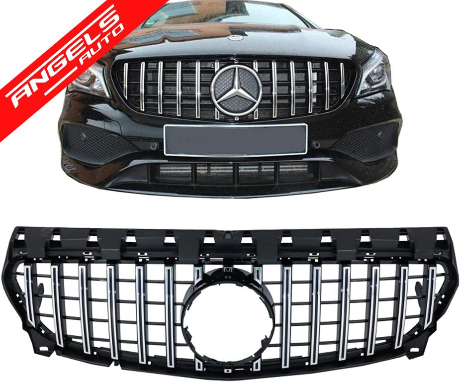 Grila compatibila cu Mercedes CLA C117 X117 W117 Facelift (2016-2018) GT-R Negru Crom - imagine 5