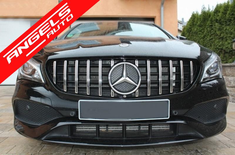 Grila compatibila cu Mercedes CLA C117 X117 W117 (2013-2018) CLA45 GT-R Negru Crom - imagine 5