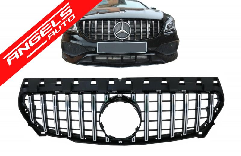 Grila compatibila cu Mercedes CLA C117 X117 W117 (2013-2018) CLA45 GT-R Negru Crom - imagine 6