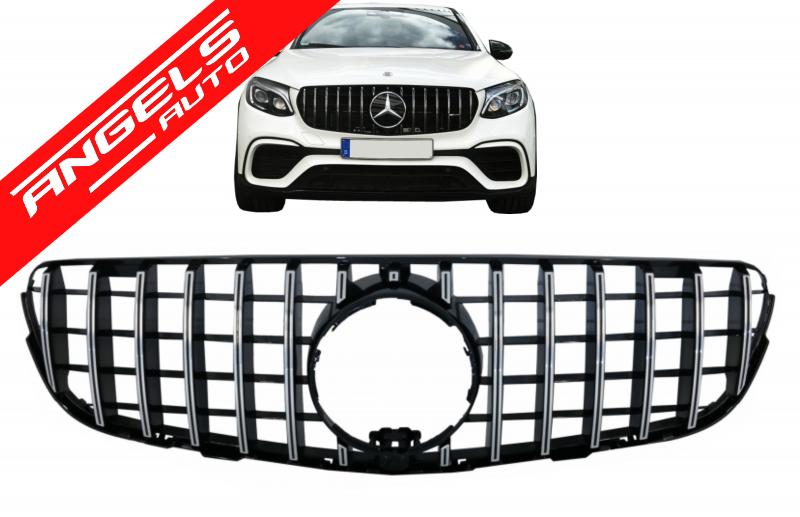 Grila compatibila cu Mercedes GLC X253 C253 2015-2018 GT R Panamericana Look Crom - imagine 7