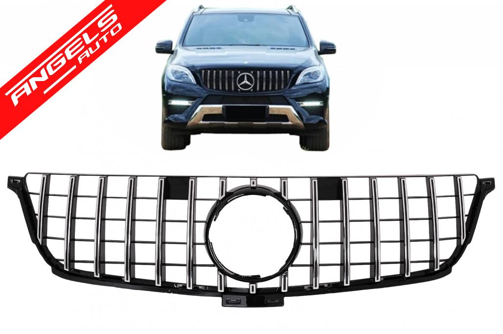 Grila compatibila cu Mercedes ML W166 (2012-2014) GT R Panamericana Design Negru Crom - imagine 8