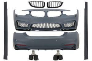 Pachet Exterior compatibil cu BMW Seria 4 F36 Gran Coupe (2013-03.2019) M4 Look cu Grile si Tobe