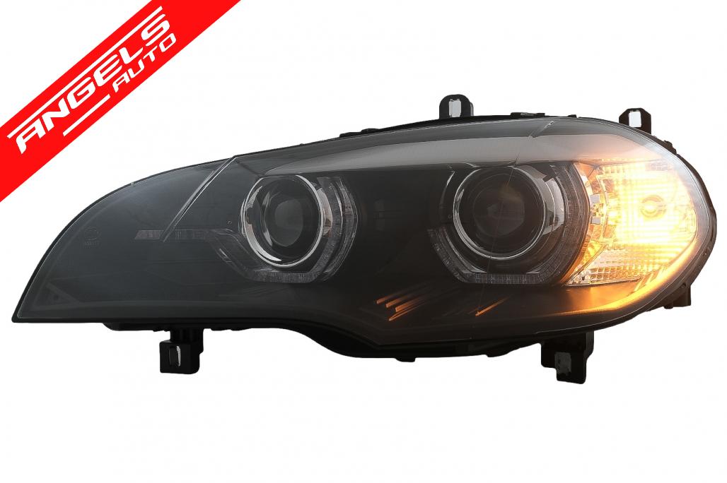 Faruri Xenon compatibile cu BMW X5 E70 (2007-2010) Angel Eyes 3D Dual Halo Rims LED - imagine 4