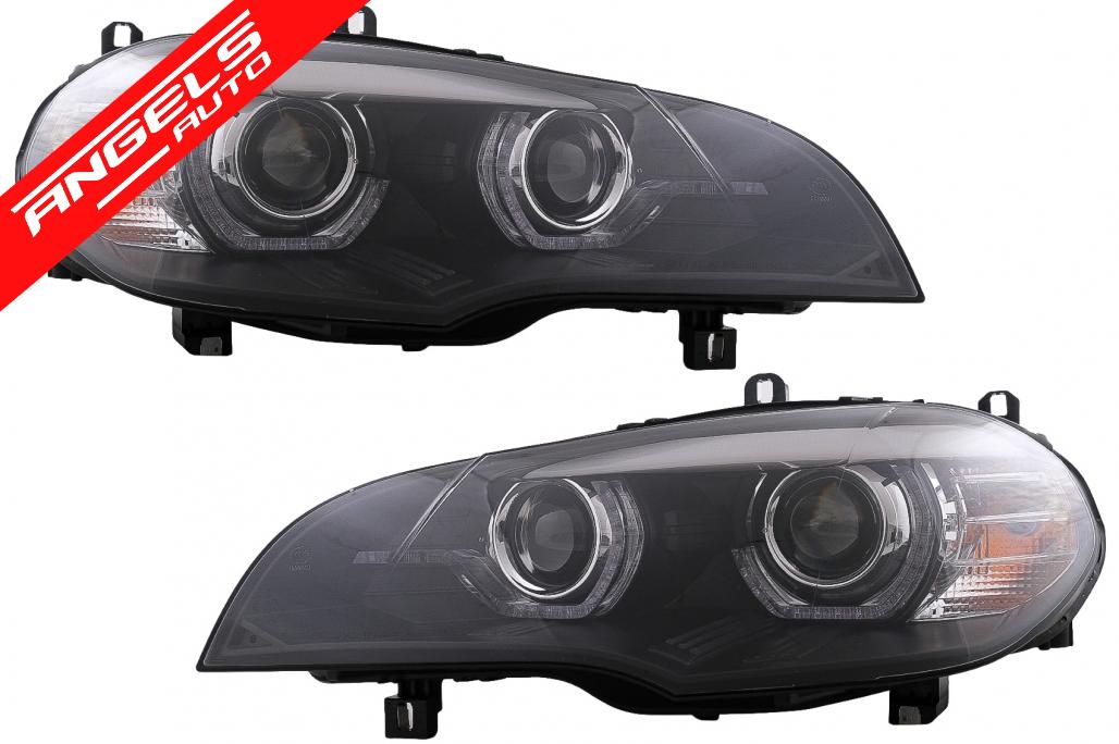 Faruri Xenon compatibile cu BMW X5 E70 (2007-2010) Angel Eyes 3D Dual Halo Rims LED - imagine 2