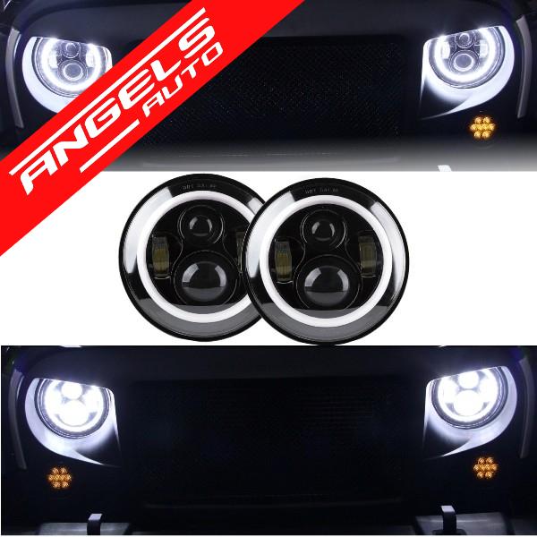 Faruri Full LED CREE Dublu Proiector compatibile cu Jeep Wrangler JK TJ LJ Negru - imagine 6