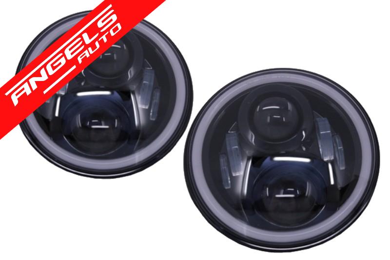 Faruri Full LED CREE Dublu Proiector compatibile cu Jeep Wrangler JK TJ LJ Negru