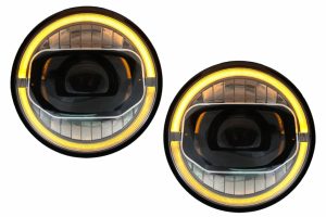 Faruri Full LED CREE DRL compatibile cu Jeep Wrangler JK (2007-2017) conversie la 2018+