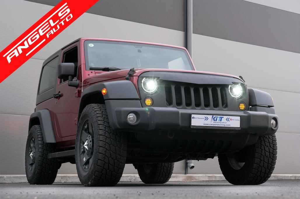 Faruri Full LED CREE DRL compatibile cu Jeep Wrangler JK (2007-2017) conversie la 2018+ - imagine 7