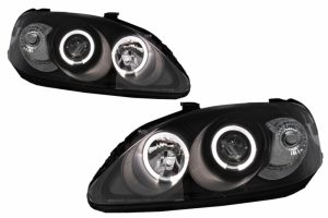 Faruri compatibile cu Honda Civic (03.1999-2000) Negre Angel Eyes