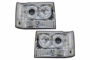 Faruri compatibile cu Jeep Grand Cherokee I ZJ (1993-up) Crom Angel Eyes