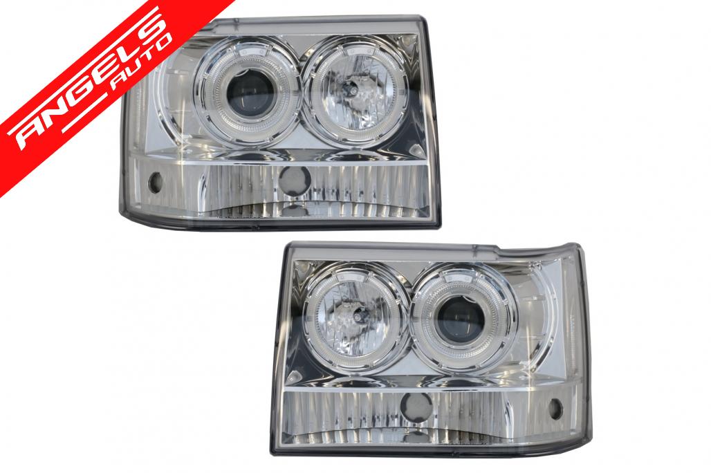 Faruri compatibile cu Jeep Grand Cherokee I ZJ (1993-up) Crom Angel Eyes