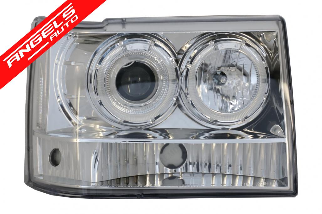 Faruri compatibile cu Jeep Grand Cherokee I ZJ (1993-up) Crom Angel Eyes - imagine 2