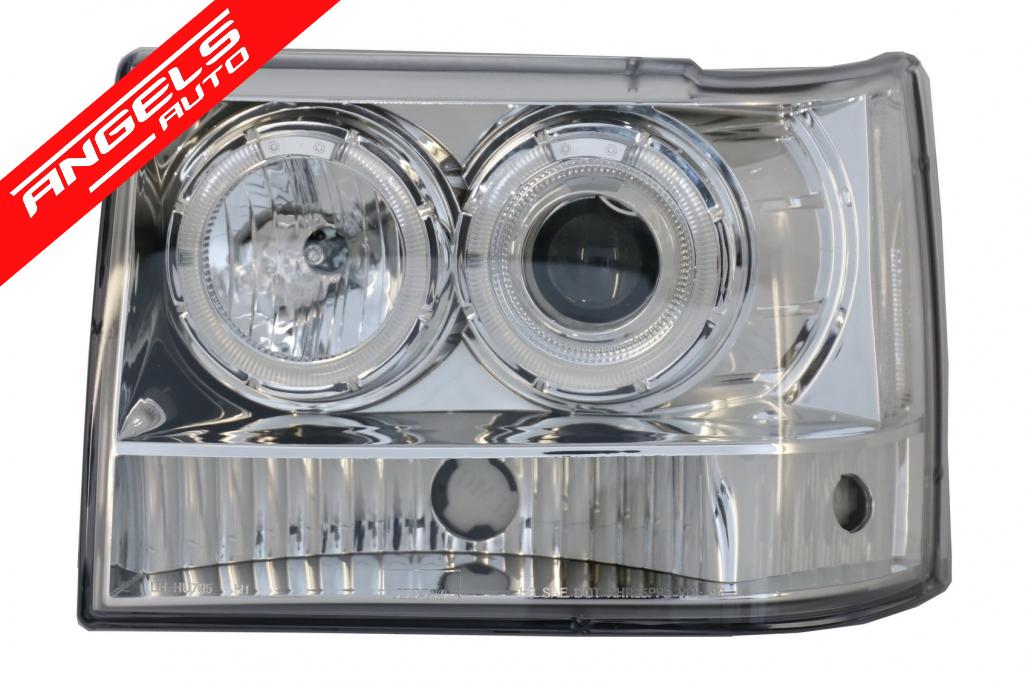 Faruri compatibile cu Jeep Grand Cherokee I ZJ (1993-up) Crom Angel Eyes - imagine 3