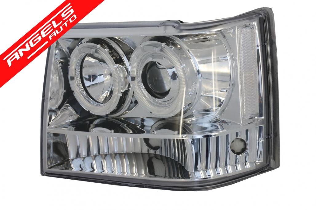 Faruri compatibile cu Jeep Grand Cherokee I ZJ (1993-up) Crom Angel Eyes - imagine 4