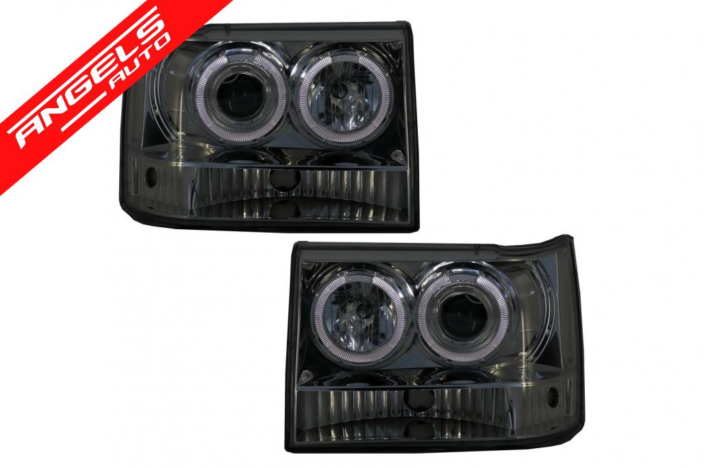 Faruri compatibile cu Jeep Grand Cherokee I ZJ (1993-up) Crom Angel Eyes - imagine 5