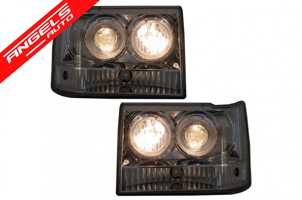 Faruri compatibile cu Jeep Grand Cherokee I ZJ (1993-up) Crom Angel Eyes - imagine 6