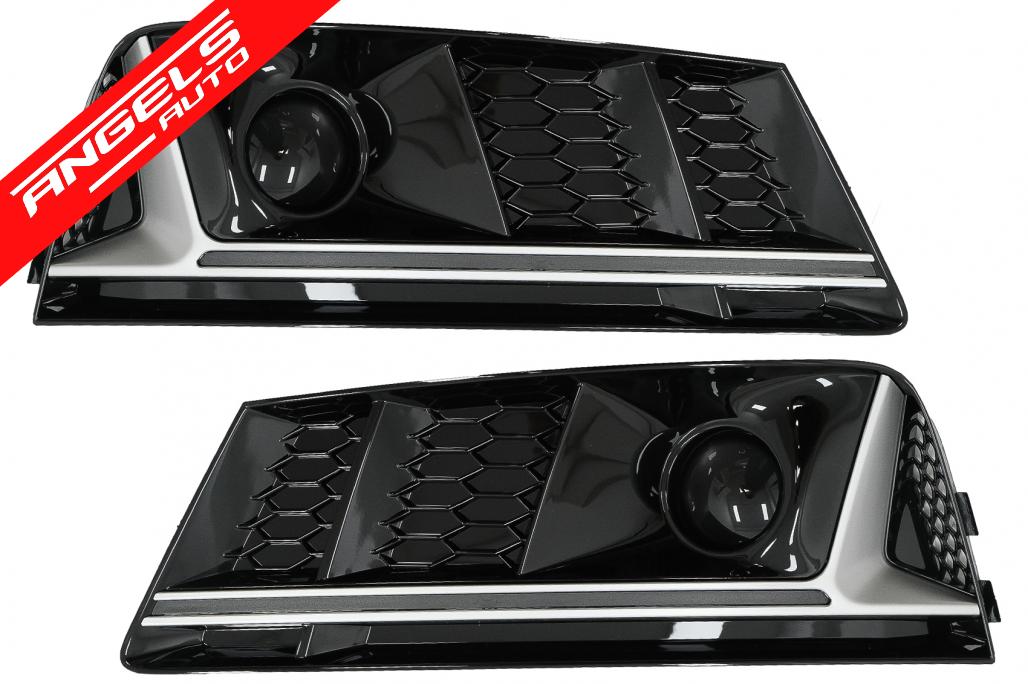 Grile Bara Fata compatibile cu A4 B9 Sedan Avant (2016-2018) RS4 Design Silver