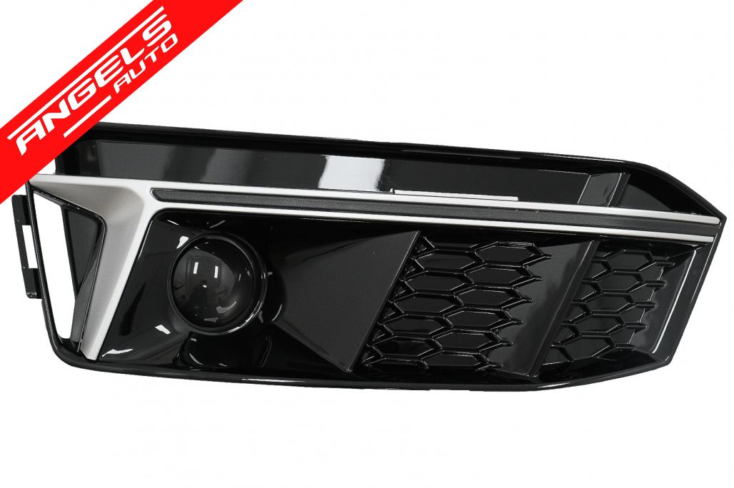 Grile Bara Fata compatibile cu Audi A4 B9 S-Line (2016-2018) RS4 Design Silver - imagine 3