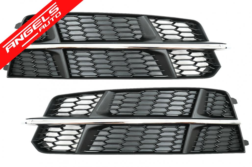 Grile compatibile cu Audi A6 C7 4G S Line Facelift (2015-2018) Negru & Crom
